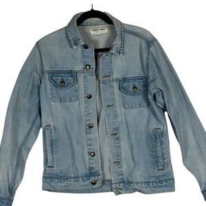 American Apparel Light Wash Denim Trucker Jacket Women Small Blue Button Front